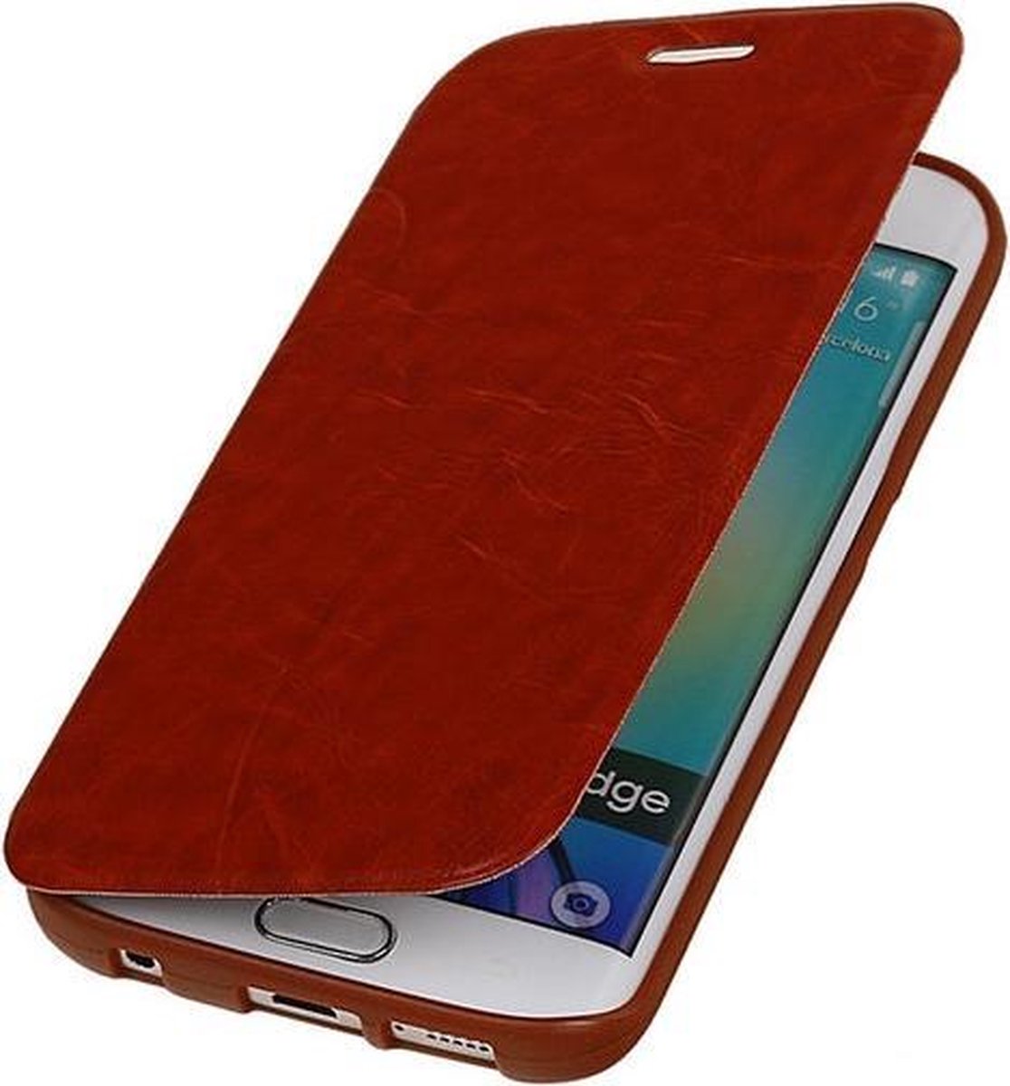 Bestcases Bruin TPU Booktype Motief Hoesje Samsung Galaxy S6 Edge
