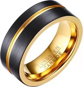 Heren ring Wolfraam Verguld Zwart Goudkleurig 8mm-21mm