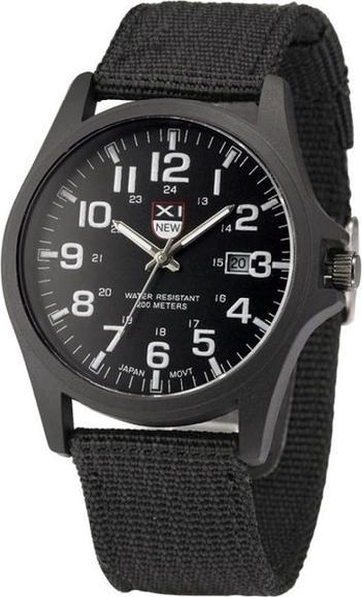 New Military Horloge Zwart - Zwart | Nylon | Ø 40 mm