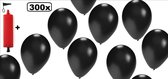 300x Ballonnen zwart met pomp - dark black and white begrafenis dood halloween uitvaart