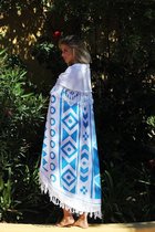 Mycha Ibiza – roundie – rond strandlaken – aztec 2 – blauw – 100% katoen – badstof