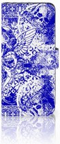 Geschikt voor Samsung Galaxy S8 Uniek Wallet Bookcase Hoesje Angel Skull Blue