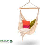 ECOMUNDY® Premium hangstoel - binnen & buiten - dubbel dik handgeweven - Naturel BIO katoen - GOTS - ECO - Europese kwaliteit - 150kg