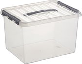 Boîte de rangement Sunware Q-Line - 22L - Plastique - Transparent / Argent