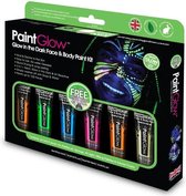 Paintglow - Glow in the dark face & body paint kit - Carnaval accessoires - Schmink - Make up