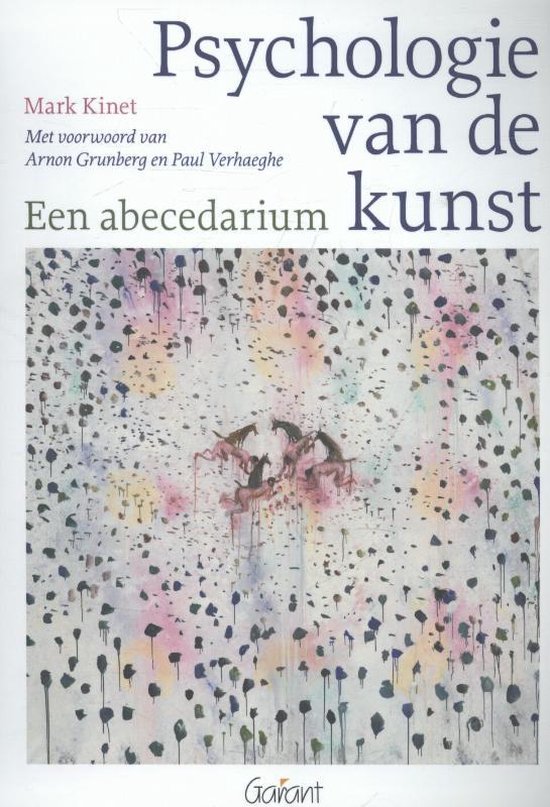 Boek 'Psychologie van de kunst' met de titel op de voorkant. De afbeelding toont een abstract schilderij met paarden.