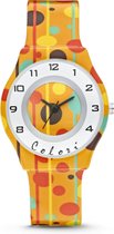 Colori Funtime 5 CLK041 Kinderhorloge met Stippen - Siliconen Band - Ø 34 mm - Geel