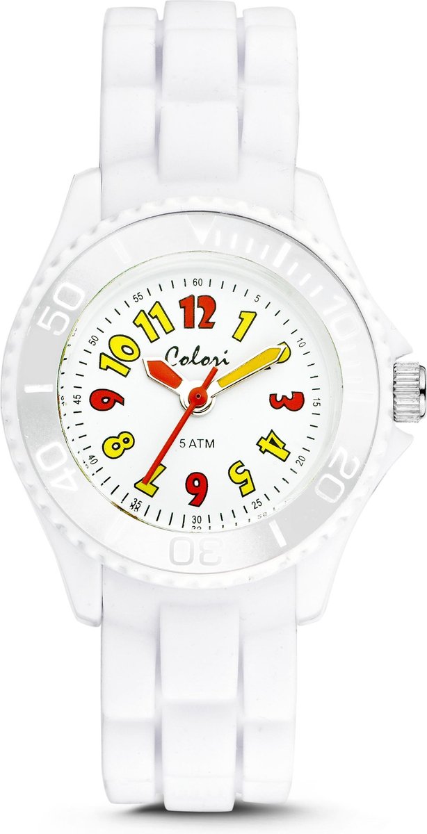 Colori Kidz 5 CLK018 Kinderhorloge - Siliconen Band - Ø 30 mm - Wit