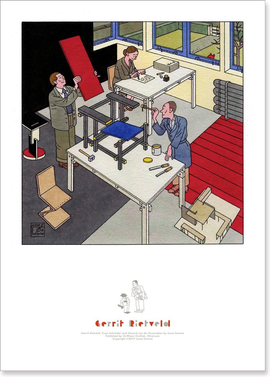 De Stijl - Joost Swarte - Kunstposter Gerrit Rietveld
