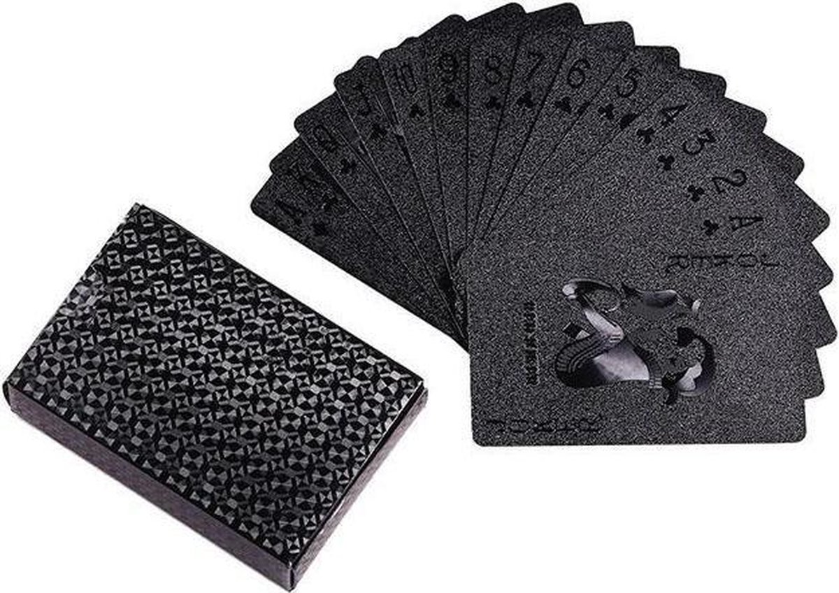 Luxe kaartspel - speelkaarten - zwart - waterbestendig