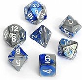 Polydice 7 Dobbelstenenset Gemêleerd Blauw Staal met Wit