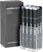Stylefile Twin Marker 12 Neutral Grey Set - Hoge kwaliteit stiften
