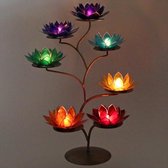 Lotus waxine licht display met 7 chakra lotussen