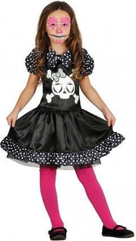 Halloween Skelet kleedje met stippen voor meisjes 110-116 (5-6 jaar) |  bol.com