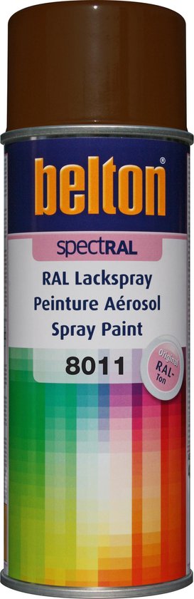Spuitbus Belton Spectral RAL 8011 Notenbruin met kleurengranulatie.