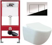 Tece Toiletset - Inbouw WC Hangtoilet wandcloset - Creavit Mat Wit Tece Now Glans Chroom