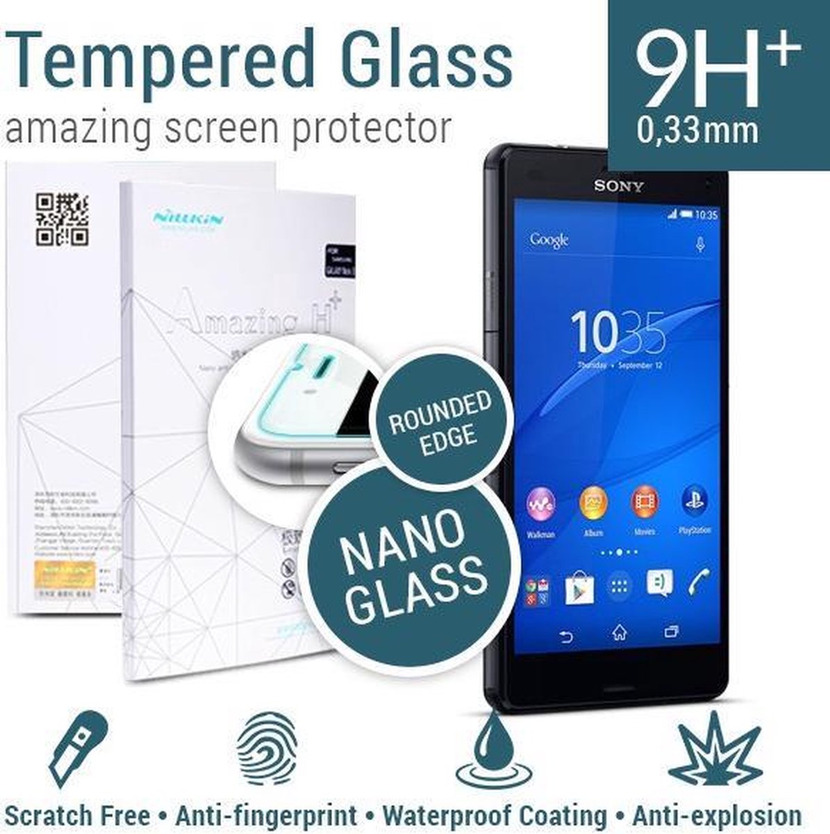 Nillkin Amazing H+ Tempered Glass Sony Xperia Z3 Compact - Rounded Edge