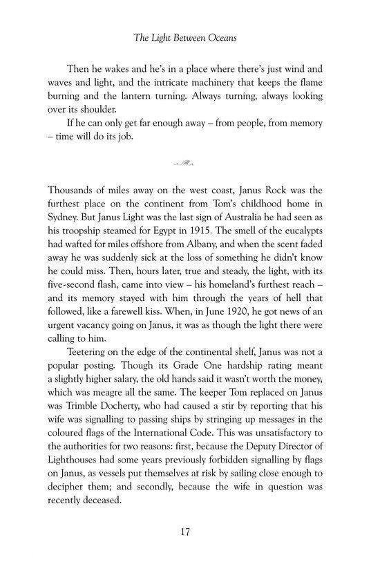 Tekstpagina uit The Light Between Oceans met pagina nummer 17.