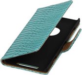 Snake Bookstyle Wallet Case Hoesjes voor Nokia Lumia 830 Turquoise