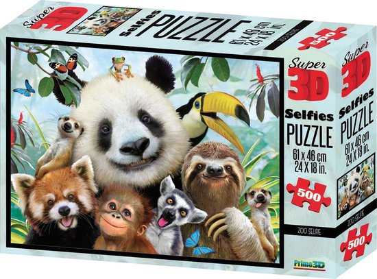 roltrap werper los van Philos 3D Puzzel Zoo Selfie - 61 x 46 cm - 500 stukjes | bol.com
