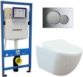 Geberit UP 320 Toiletset - Inbouw WC Hangtoilet Wandcloset - Creavit Mat Wit Geberit Sigma-01 Chroom/Mat Chroom