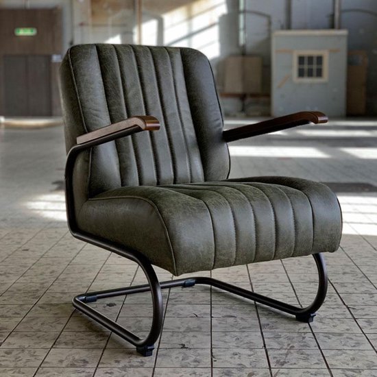 Uitgaan van Il ingewikkeld Industriële fauteuil Luca groen leer | bol.com