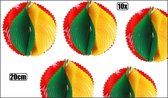 10x PVC decoratie bal rood/geel/groen 20 cm. BRANDVEILIG - Carnaval decoratie feest festival zaal versiering thema feest