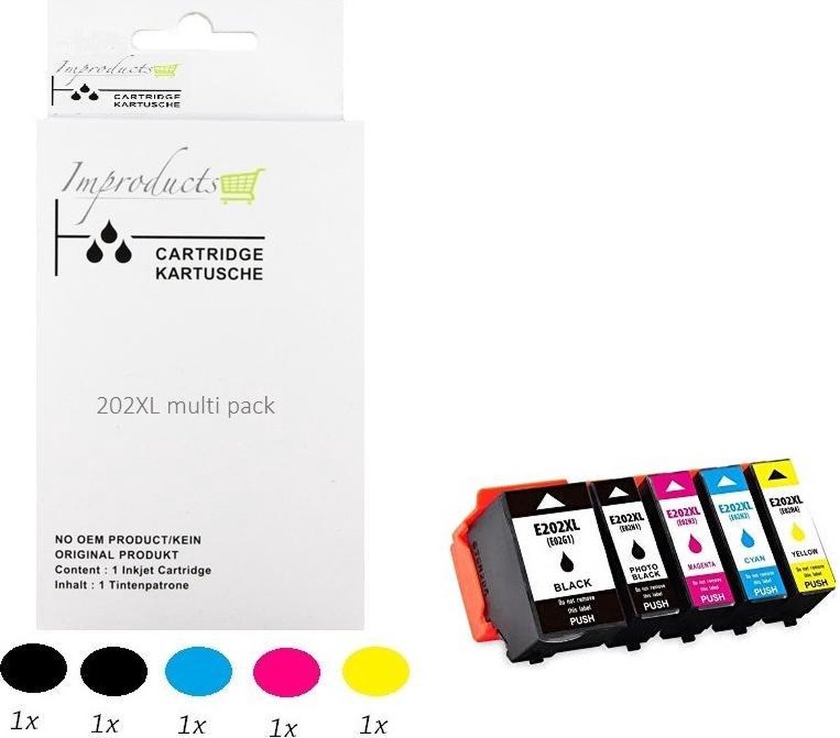 Improducts® Inkt cartridges - Alternatief Epson 202XL / 202 5 stuks
