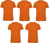 Senvi 5 pack T-Shirt -100% biologisch katoen - Kleur: Oranje - L