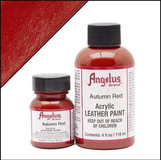 Teinture pour cuir Angelus Autumn Red 118ml / 4oz - Pour les surfaces en cuir lisse des chaussures, sacs et vestes