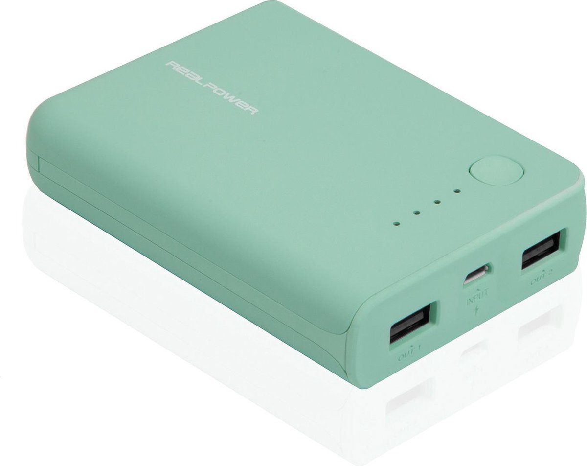 RealPower PB-10000 - Powerbank 10000 mAh met 2 USB-poorten - Blauw