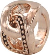 Quiges - Rosé goudkleurige Aanschuif Charm Bedel Connected Rings voor Quiges Wikkelarmbanden - EHC094