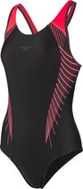 speedo Fit Laneback Badpak Dames, black/red Maat DE 36 | UK 32