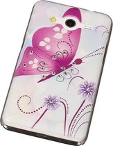 3D Hardcase met Diamant Galaxy Core 2 G355H Vlinder Paars - Back Cover Case Bumper Hoesje