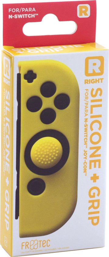Silicone Skin - Rechts - Geel + Grips - voor Joy Con Controller - geschikt voor Nintendo (OLED) Switch