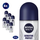 NIVEA MEN Sensitive Protect - 6 x 50 ml - Voordeelverpakking - Deodorant Roller
