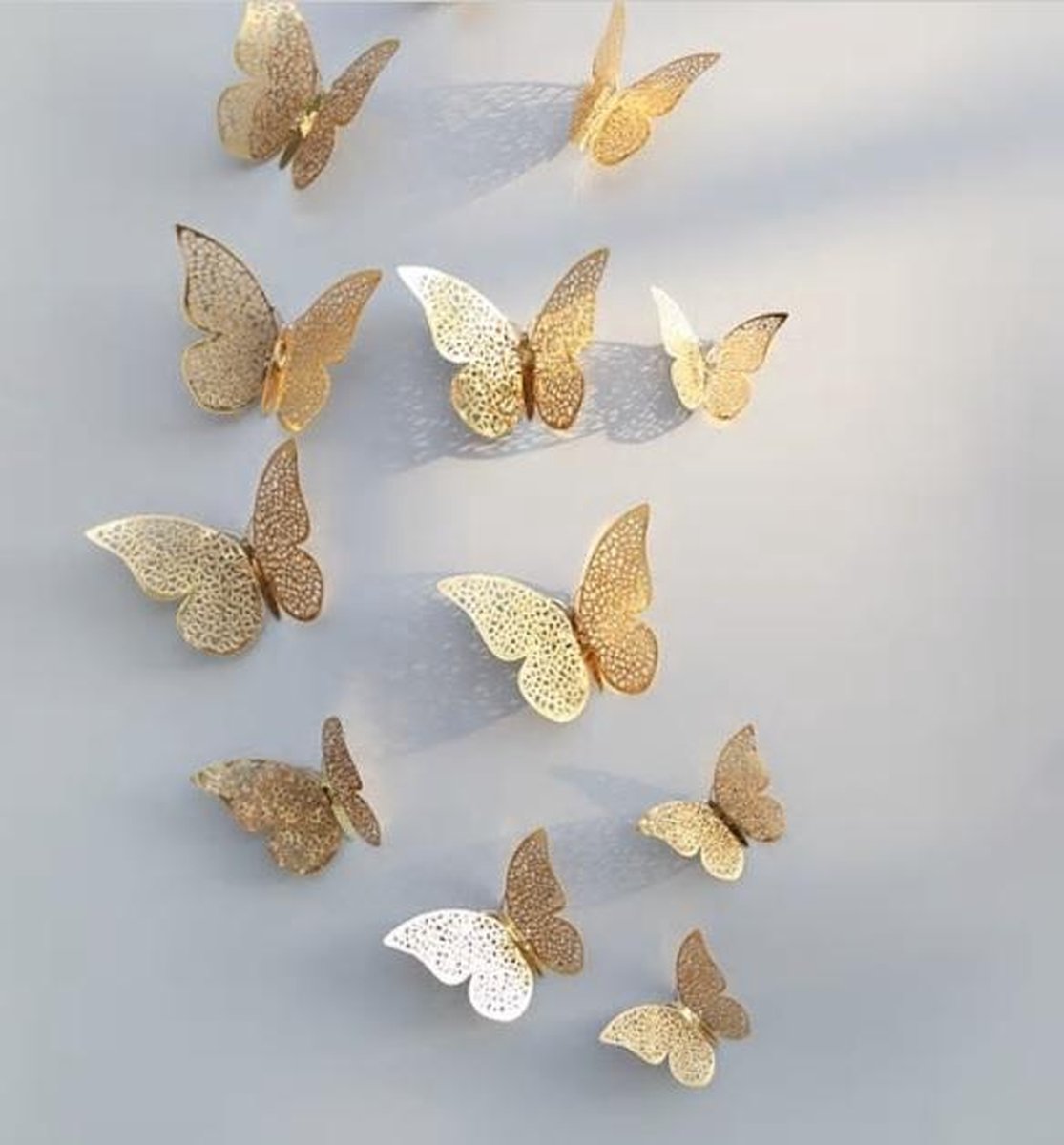 3D Gouden Vlinders - Muurstickers Van Gouden Vlinders - Unieke Decoratieve Muursticker muurvlinders