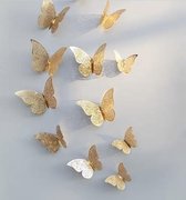 3D Gouden Vlinders Muurstickers - Unieke Muurdecoratie - Muurvlinders - Verschillende afmetingen - 12 Stuks - Gouden Vlinder - SEC