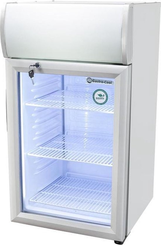 Koelkast: Toonbank reclame koelkast 57 L | zilver | zilver | wit | led-verlichting | 420 x 795 x 460 mm, van het merk 