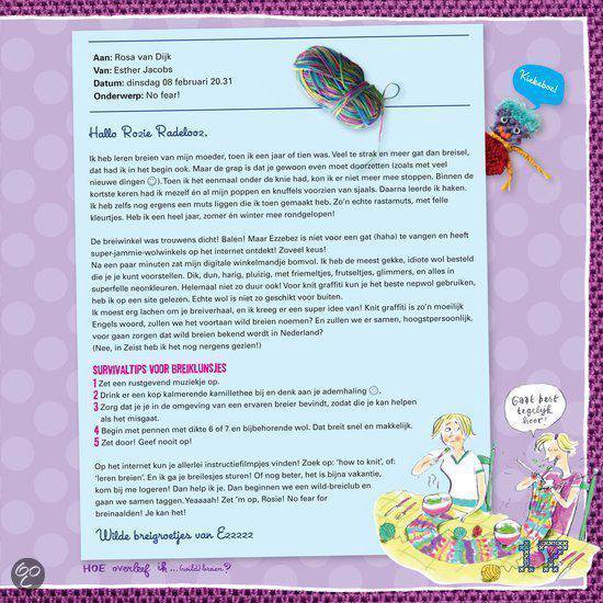 Brief aan Rozie Radeboos over 'wild breien', met overlevings tips en illustraties.