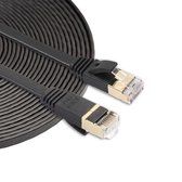 Let op type!! 8m CAT7 10 Gigabit Ethernet Ultra platte patchkabel voor Modem Router LAN netwerk - gebouwd met afgeschermde RJ45-aansluitingen (zwart)