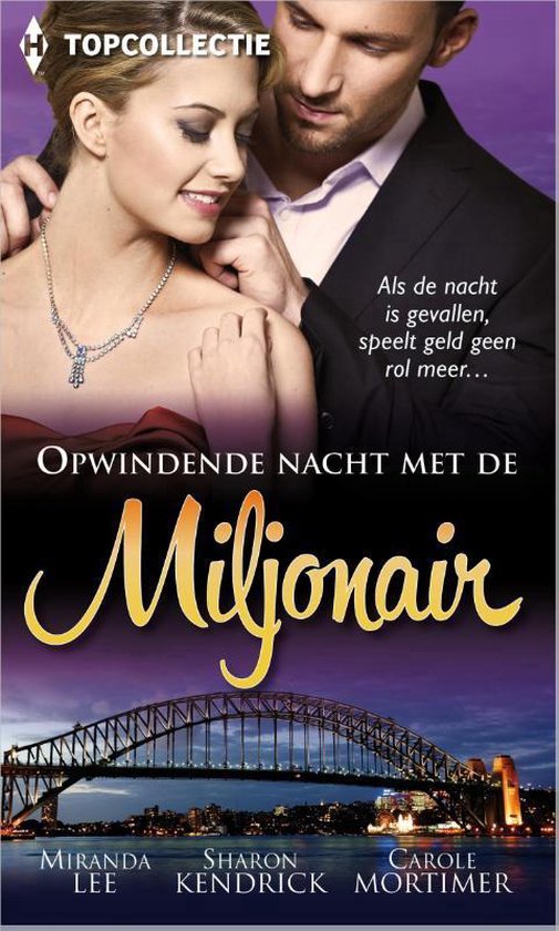 Un homme et une femme, partiellement visibles, avec le pont du port de Sydney en arrière-plan. "Nuit excitante avec le millionnaire"