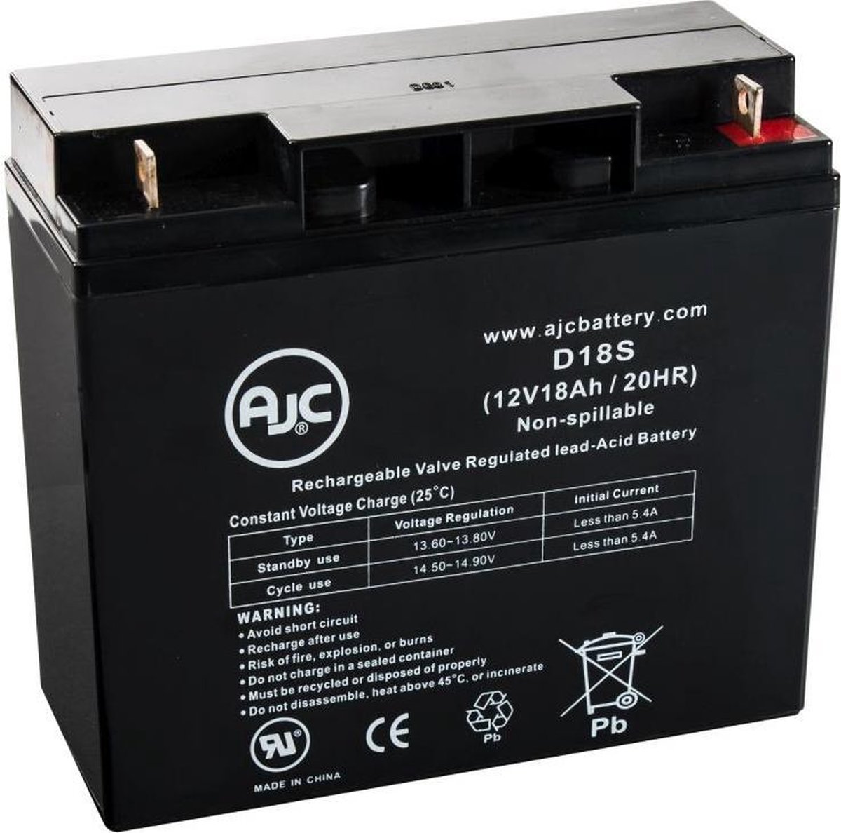 AJC® Battery geschikt voor Rad2Go Q Electric Chariot 12V 18Ah Electrische step accu