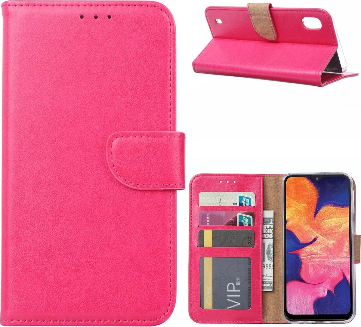 Samsung Galaxy M10 Hoesje Roze met Pasjeshouder