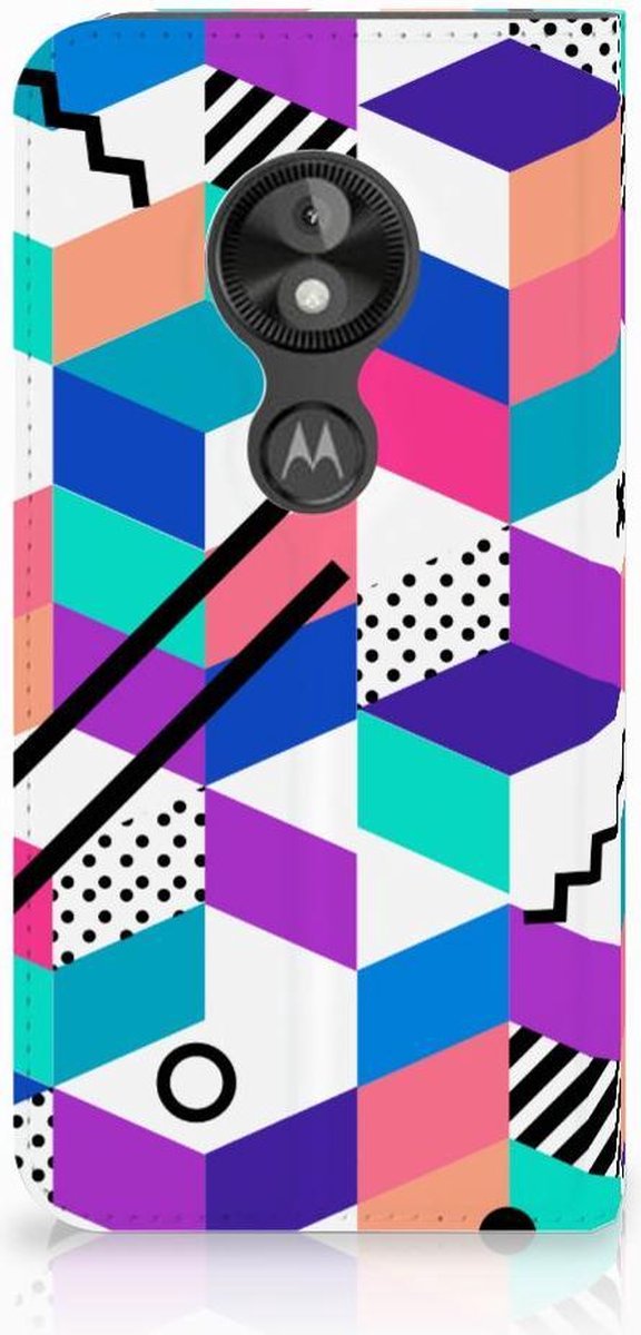 Motorola Moto E5 Play Stand Case Blokken Kleurrijk