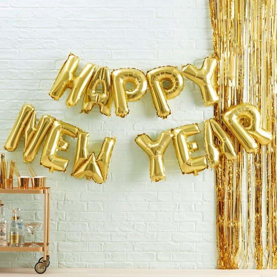 Folieballon Happy New Year zwart - Jetjes & Jobjes