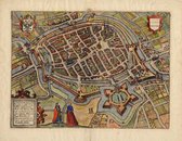 Mooie historische plattegrond, kaart van de stad Groningen, door L. Guicciardini in 1582