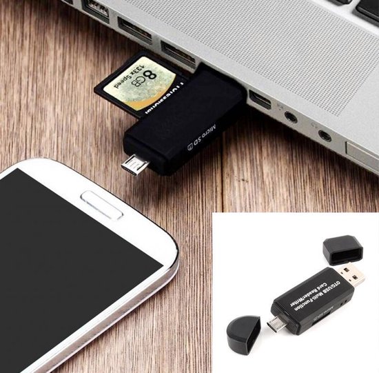 2 in 1- Micro-USB -  USB- Card Reader/Writer - Merkloos