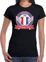 Zwart France drinking team t-shirt dames XS