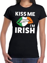 Kiss me i'm Irish t-shirt zwart dames - feest shirts dames S